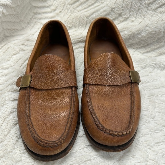Vintage Polo Ralph Lauren Made USA Buckle Pebbled Leather Slip On Loafers  Sz 9 main image 5